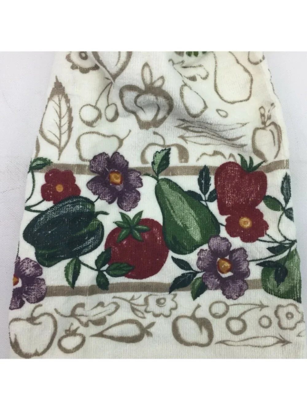 Cecil Saydah Kitchen Hand Towel Button Knit Strap Top Hanging Food Fruit Theme